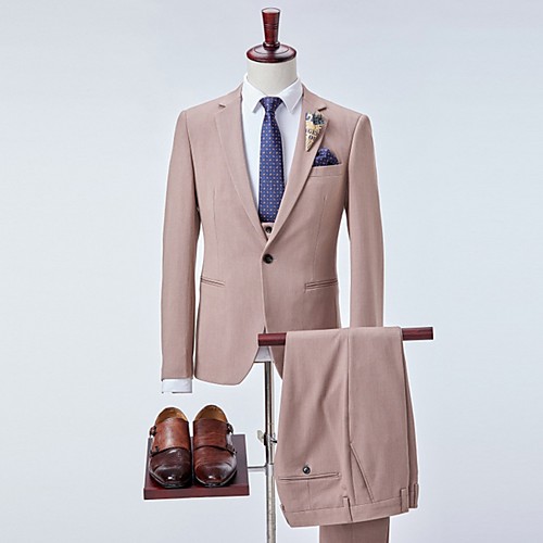 

Men's Suits Notch Lapel Polyester Khaki