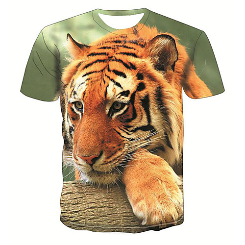 

Women's Daily Basic T-shirt - 3D / Animal Tiger, Print Yellow