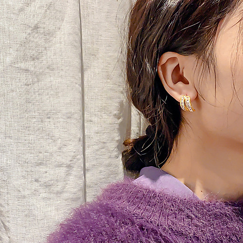

Women's Stud Earrings Drop Earrings Hoop Earrings Classic Stylish Simple Punk Cool Gold Plated Imitation Diamond Earrings Jewelry Gold For Party Evening Gift Vacation Street Festival 1 Pair