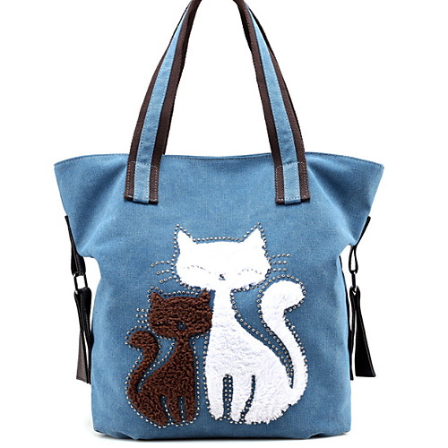 

Women's Zipper Canvas Top Handle Bag Solid Color White / Blue / Dark Coffee