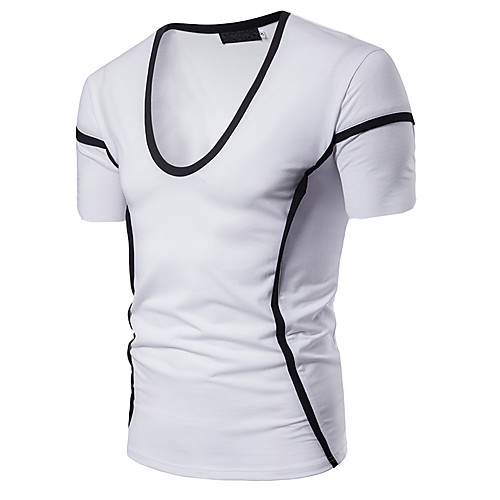 

Men's Daily Going out Basic / Elegant T-shirt - Solid Colored White