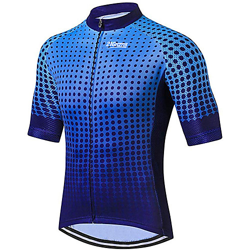 

21Grams Men's Short Sleeve Cycling Jersey Blue Dot Bike Jersey Top Mountain Bike MTB Road Bike Cycling UV Resistant Breathable Quick Dry Sports Clothing Apparel / Stretchy / Race Fit / Italian Ink