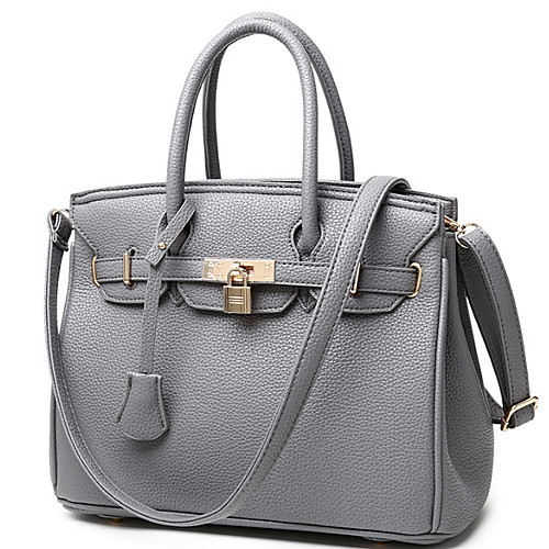 

Women's Zipper PU Top Handle Bag Solid Color Red / Black / Gray