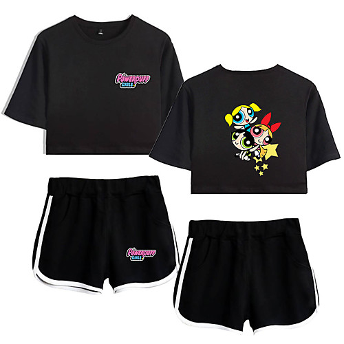 

Inspired by Powerpuff Girls Cosplay Pants Cosplay Costume Pure Cotton Print 2-Piece Printing Shorts For Women's / T-shirt