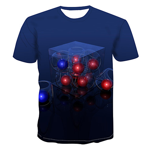 

Men's Club Weekend Street chic / Punk & Gothic T-shirt - 3D / Abstract / Visual Deception Print Navy Blue