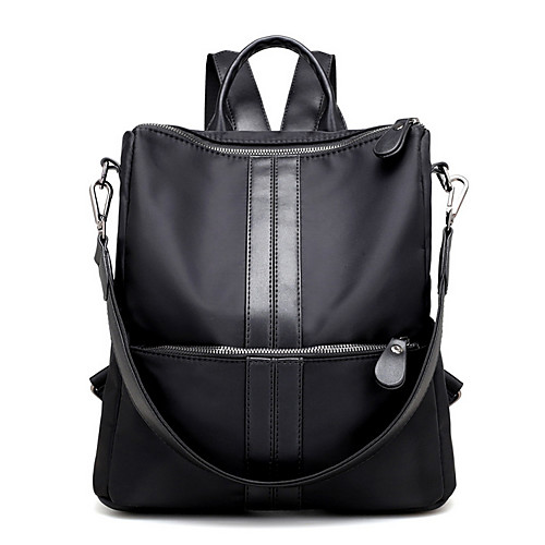 

Large Capacity Nylon Zipper Commuter Backpack Solid Color Daily Black / Gray