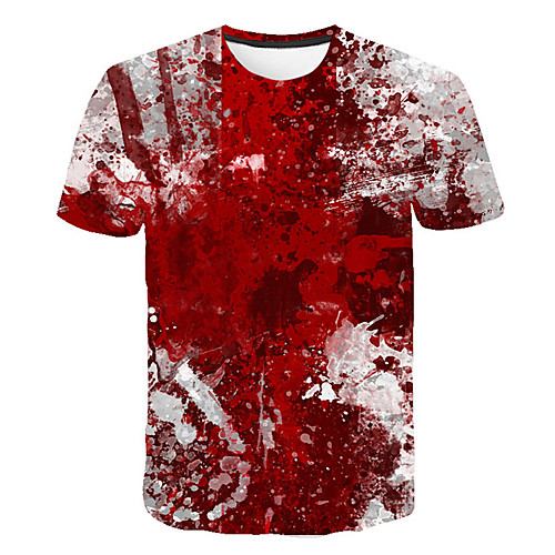 

Men's Daily Sports Street chic / Exaggerated T-shirt - Geometric / Color Block / 3D Print Red