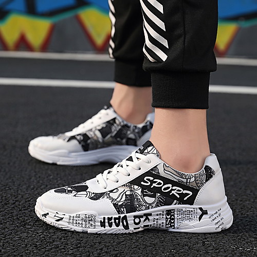 

Men's Comfort Shoes Leather Spring & Summer / Fall & Winter Classic / British Sneakers Walking Shoes Breathable Black / White / Light Red