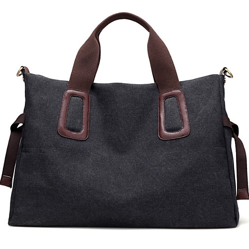 

Women's Zipper Canvas Top Handle Bag Solid Color Dark Brown / Blue / Black