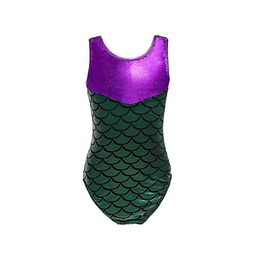 

Gymnastics Leotards Girls' Kids Leotard Spandex Micro-elastic Breathable Mermaid Mermaid Scales Sleeveless Training Ballet Dance Gymnastics Purple