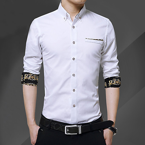 

Men's Daily Work Business / Basic Shirt - Geometric / Solid Colored White / Blue / Red Red