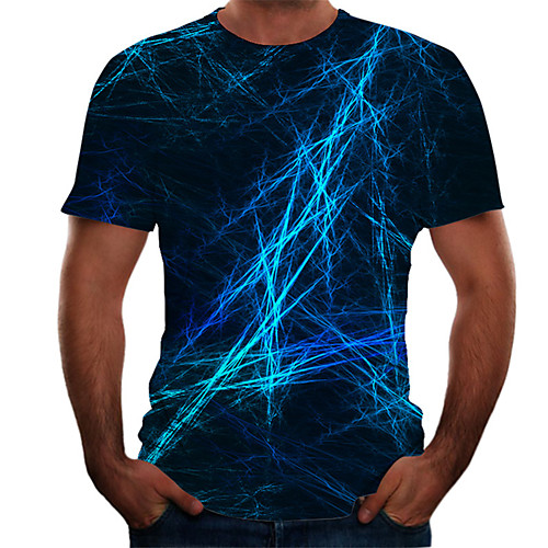 

Men's Daily Basic T-shirt - Color Block / 3D Print Blue