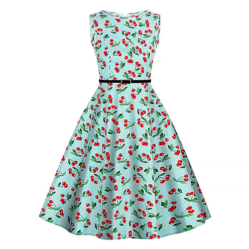 

Women's Light Blue Dress Vintage Style Street chic Going out Sheath Print Color Block Patchwork Print S M
