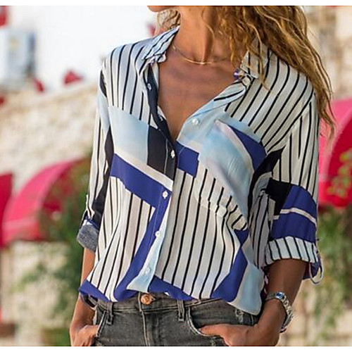 

Women's Daily Shirt - Striped Purple