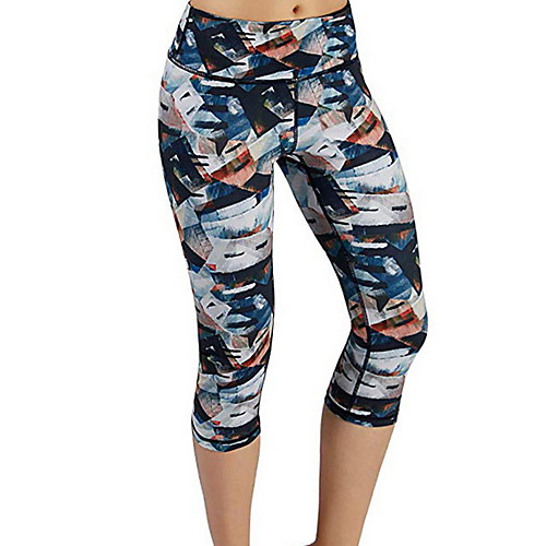 

Women's Basic Legging - Geometric, Print Mid Waist Blue S M L