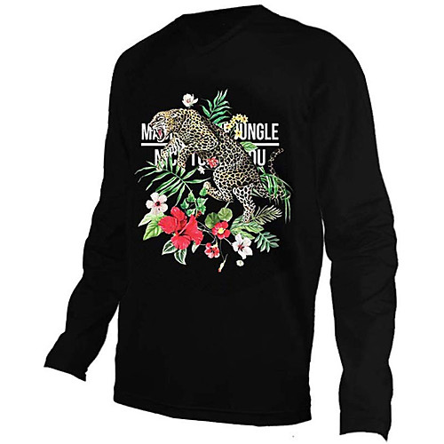 

21Grams Men's Long Sleeve Cycling Jersey Downhill Jersey Dirt Bike Jersey 100% Polyester Black Animal Floral Botanical Tiger Bike Jersey Top Mountain Bike MTB Road Bike Cycling UV Resistant