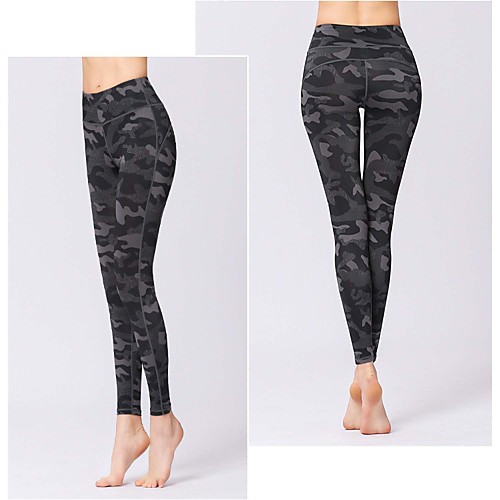 

Women's High Waist Yoga Pants Winter Camo / Camouflage BlackGray Running Fitness Gym Workout Leggings Bottoms Sport Activewear Breathable Moisture Wicking Butt Lift Tummy Control High Elasticity