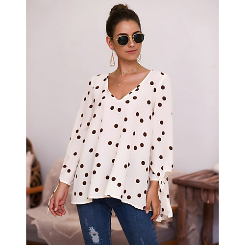 

Women's Daily T-shirt - Polka Dot White