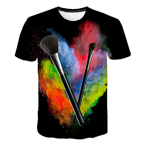 

Men's Daily Sports Street chic / Exaggerated T-shirt - Color Block / 3D / Abstract Print Black