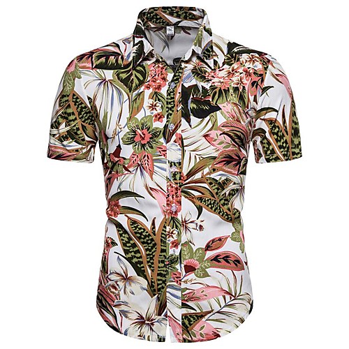 

Men's Daily Going out Basic / Exaggerated T-shirt - Floral / 3D Brown