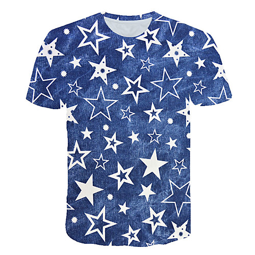 

Men's Daily Sports Basic / Exaggerated T-shirt - Color Block / 3D / Animal Print Blue
