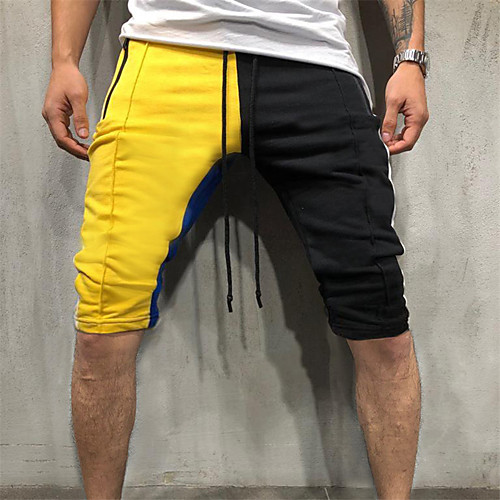 

Men's Running Shorts Drawstring Color Block Yellow / Black RedBlue Green / Black Dusty Rose Cotton Running Fitness Gym Workout Shorts Sport Activewear Breathable Soft Stretchy