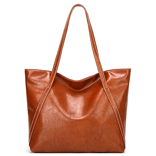 

Women's Zipper PU Top Handle Bag Solid Color Wine / Brown / Black