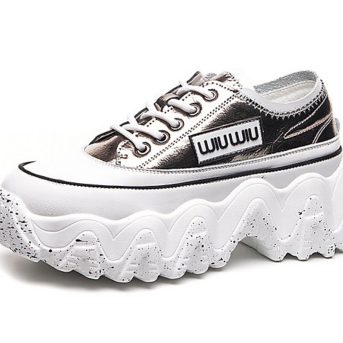 

Women's Sneakers Creepers Round Toe Canvas Running Shoes Fall & Winter Gold / Black