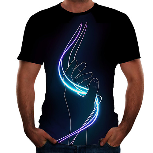 

Men's Daily Basic T-shirt - Color Block / 3D Print Black