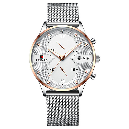 

Men's Steel Band Watches Quartz Stainless Steel 30 m Water Resistant / Waterproof Chronograph Day Date Analog Fashion Cool - Gold Blue White One Year Battery Life