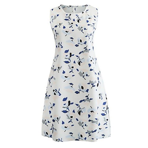 

Women's White Dress A Line Floral S M
