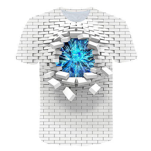 

Women's Daily Sports Basic / Exaggerated T-shirt - Color Block / 3D / Flame Black & White, Print White