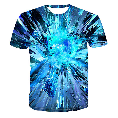 

Men's Club Weekend Street chic / Punk & Gothic T-shirt - 3D / Abstract / Visual Deception Print Blue