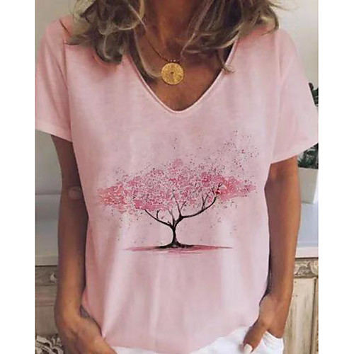 

Women's Daily Blouse - Solid Colored V Neck Blushing Pink