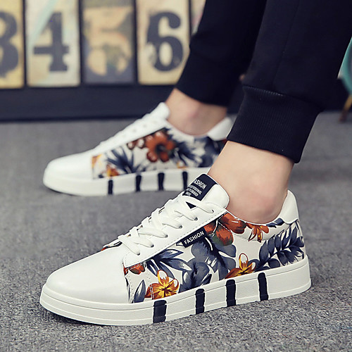 

Men's Comfort Shoes Leather Spring & Summer / Fall & Winter Classic / British Sneakers Walking Shoes Breathable Orange / Blue