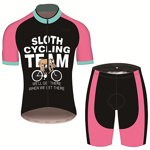 

21Grams Men's Short Sleeve Cycling Jersey with Shorts Pink / Black Animal Sloth Bike Clothing Suit UV Resistant Breathable 3D Pad Quick Dry Sweat-wicking Sports Patterned Mountain Bike MTB Road Bike