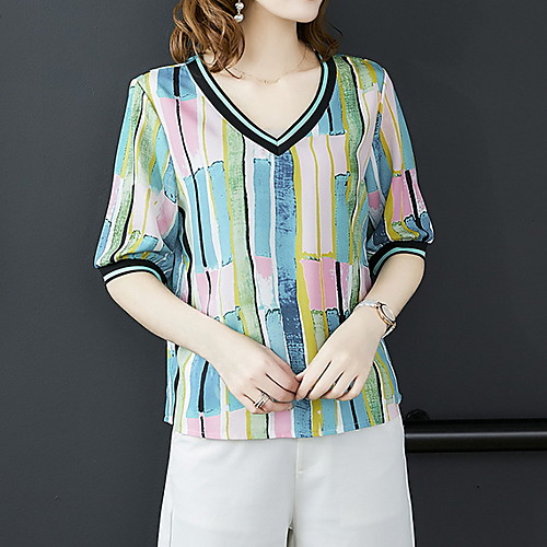 

Women's Daily T-shirt - Color Block Green