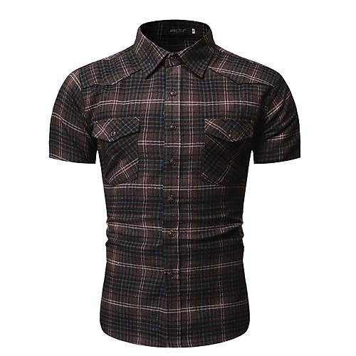 

Men's Daily Work Basic / Elegant Shirt - Striped / Check / Solid Colored Purple