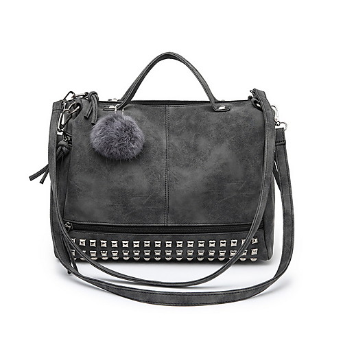 

Women's Zipper PU Top Handle Bag Solid Color Black / Green / Gray