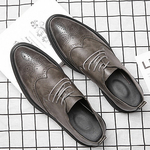 

Men's PU Spring & Summer Classic Oxfords Wear Proof Black / Khaki