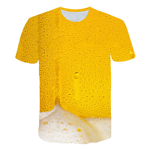 

Men's Daily Sports Basic / Exaggerated T-shirt - Color Block / 3D / Beer Print Rainbow