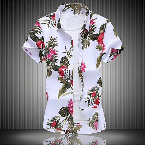 

Men's Daily Weekend Basic / Elegant Shirt - Floral / 3D Black