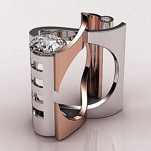 

Women's Ring Belle Ring AAA Cubic Zirconia 1pc White Copper Rose Gold Plated Silver-Plated Irregular Statement Luxury Party Evening Gift Jewelry Hollow Out Wearable