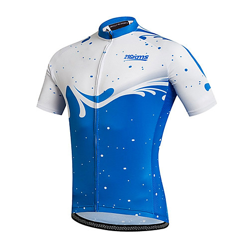 

21Grams Men's Short Sleeve Cycling Jersey Blue / White Polka Dot Bike Jersey Top Mountain Bike MTB Road Bike Cycling UV Resistant Breathable Quick Dry Sports Clothing Apparel / Stretchy / Race Fit