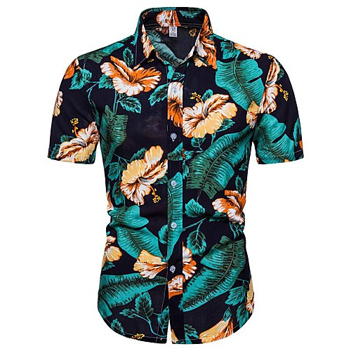 

Men's Daily Going out Basic / Exaggerated T-shirt - Floral / 3D Black