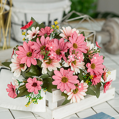 

1PC 9 Branches Sun Flower European Simulation Flower Plastic Artificial Silk Wedding Home Decoration Small Daisy