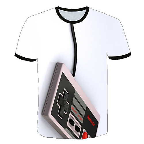 

Men's Daily Sports Street chic / Exaggerated T-shirt - Geometric / 3D / Machine Print White