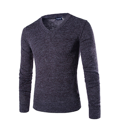 

Men's Solid Colored Long Sleeve Pullover Sweater Jumper, V Neck Wine / Purple / Yellow US32 / UK32 / EU40 / US34 / UK34 / EU42