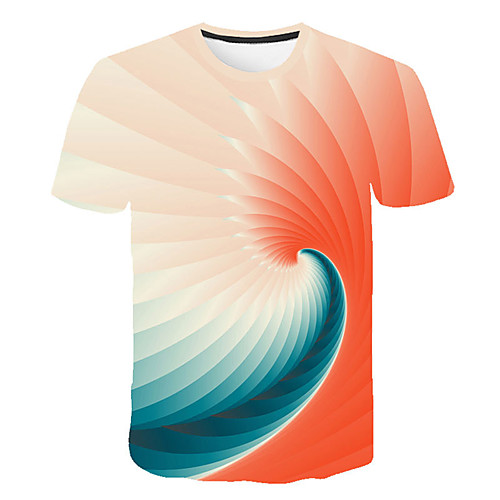 

Men's Daily Sports Street chic / Exaggerated T-shirt - Geometric / Color Block / 3D Print Rainbow