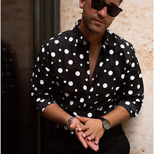 

Men's Polka Dot Shirt Daily Black / Long Sleeve